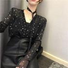 Star Sequined Blouse Black - One Size
