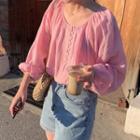 Long-sleeve Half-button Top