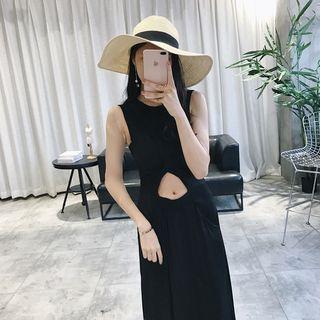 Plain Cut Out Detail Sleeveless Maxi Dress