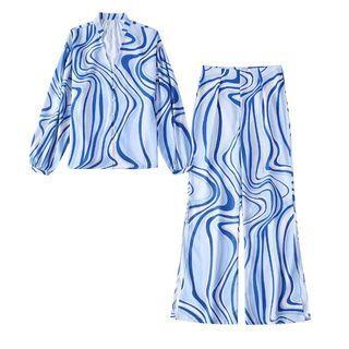 Patterned Shirt / Wide Leg Pants / Set