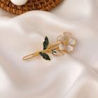 Flower Alloy Hair Clip White & Gold & Green - One Size