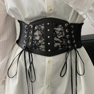 Lace-up Lace Belt Black - One Size