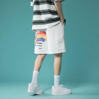 Rainbow Print Straight Leg Shorts