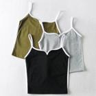Contrast Trim Notched Cropped Camisole Top