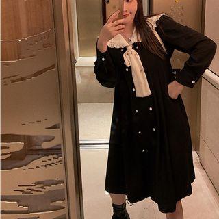 Long-sleeve Double-breasted Collar Dress