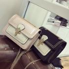 Studded Color Panel Chain Strap Shoulder Bag