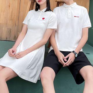 Couple-matching Short-sleeve Mini A-line Polo Dress / Polo Shirt / Shorts