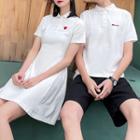 Couple-matching Short-sleeve Mini A-line Polo Dress / Polo Shirt / Shorts