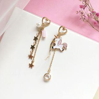Non-matching Alloy Unicorn Star Dangle Earring