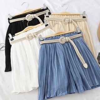 Chiffon Elastic-waist Skort