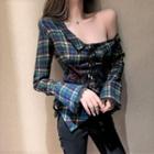 Asymmetric Plaid Top