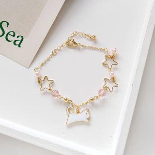 Cat & Star Bracelet 1 Pc - Bracelet - White Cat - One Size