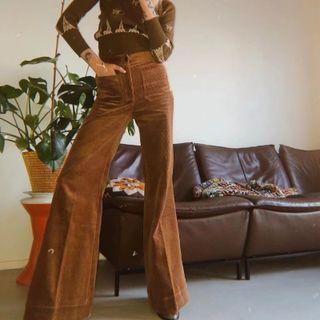 High Waist Bell Bottom Corduroy Pants