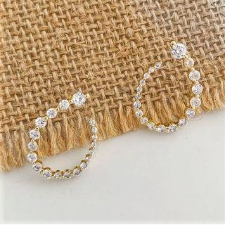 Rhinestone U Shape Earring 1 Pair - Gold - One Size