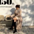 Raglan-sleeve Tie-waist Long Coat