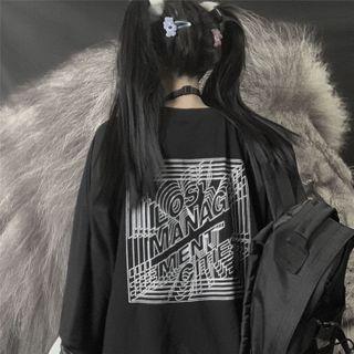 Elbow-sleeve Letter Back T-shirt