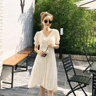V-neck Shirtdress With Cord
