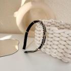Faux Pearl Chain Fabric Headband 1 Pc - Black & White & Gold - One Size