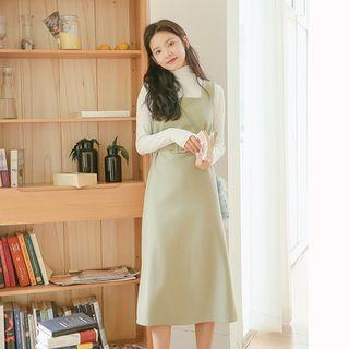 Square Neck Jumper Dress With Belt