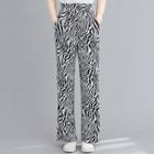 Zebra Print Straight-fit Pants