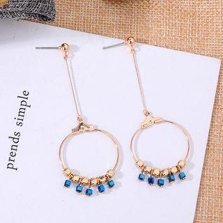 Rhinestone Hoop Dangle Earring As Shown In Figure - One Size