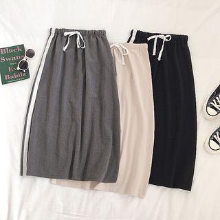 Side-slit Drawstring-waist Pencil Skirt