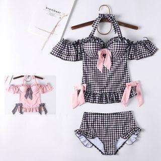 Set: Gingham Halter Swim Top + Bottom