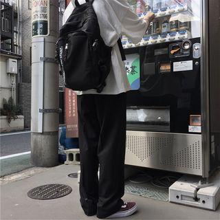 Buttoned High-waist Straight-cut Trousers
