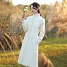 Frog-button Embroidered Midi Coat