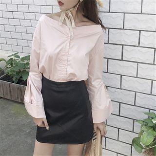 Off Shoulder V-neck Blouse