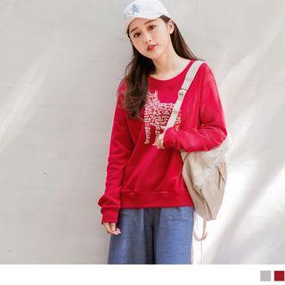 Letter Puppy Print Pullover