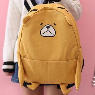 Bear Embroidered Canvas Backpack