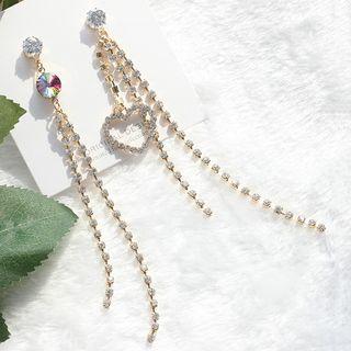 Non-matching Rhinestone Accent Threader Earring