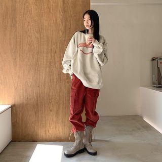 Lettering Oversize Pullover / Cropped Harem Pants