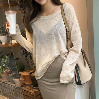 Drop-shoulder Linen Blend Sweater