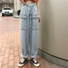High-waist Roll-up Loose-fit Jeans