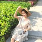 Short-sleeve Bow Back A-line Dress