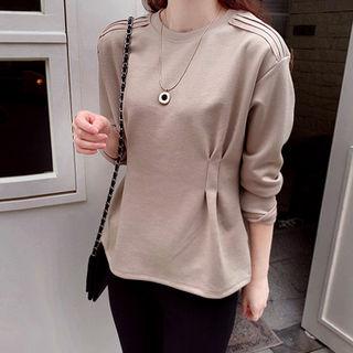Pleated-trim Slit-side Pullover