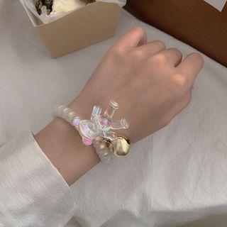 Bear Coil Hair Tie White - One Size