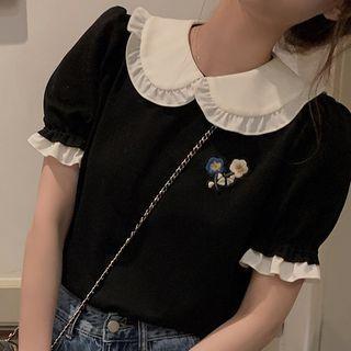 Short-sleeve Embroidered Blouse / Mini Dress