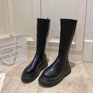 Platform Faux Leather Mid-calf Boots