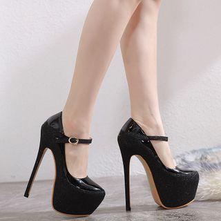 Platform Stiletto Heel Ankle Strap Pumps
