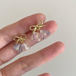 Bow Bell Drop Earring 1 Pair - Earrings - 925 Silver Pin - Gold - One Size
