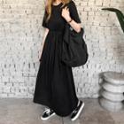Banded-waist Maxi T-shirt Dress