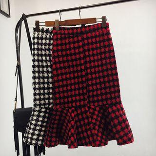 Patterned Fitted Midi Skirt