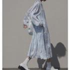 Puff-sleeve Tie-dyed Midi Shirtdress