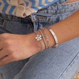 Set Of 4: Flower / Alloy Bracelet (various Designs)