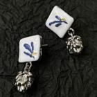 Glaze Alloy Earring 1 Pair - Blue & Yellow & White & Silver - One Size