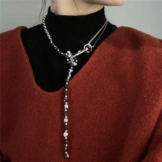 Turquoise Y Necklace Silver - One Size