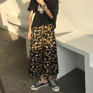 Floral A-line Skirt Floral - Black - One Size